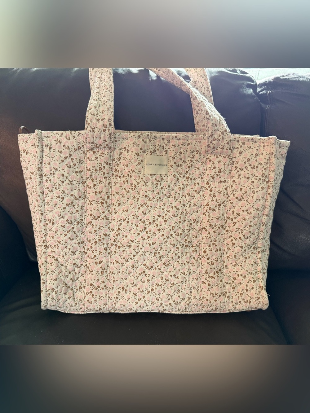 Poppy and Peonies quilted tote